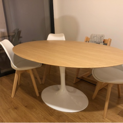 TULIPANO TABLE ROUND OR OVAL ASH WOOD TOP